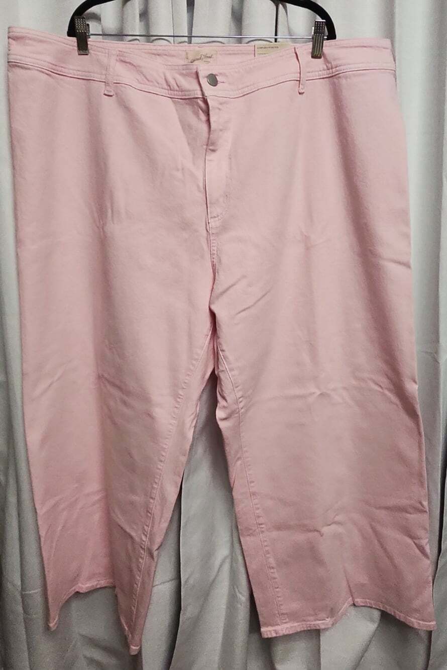 AVA & VIV Women's Plus Size 26 Pink Wide Leg Stretch Jeans High Rise Relaxed